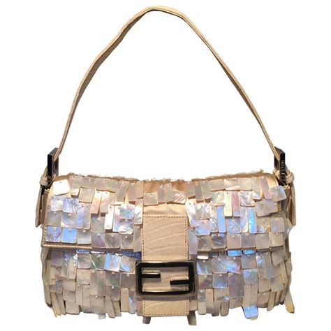 Fendi Mother of Pearl & Crocodile Baguette Bag 